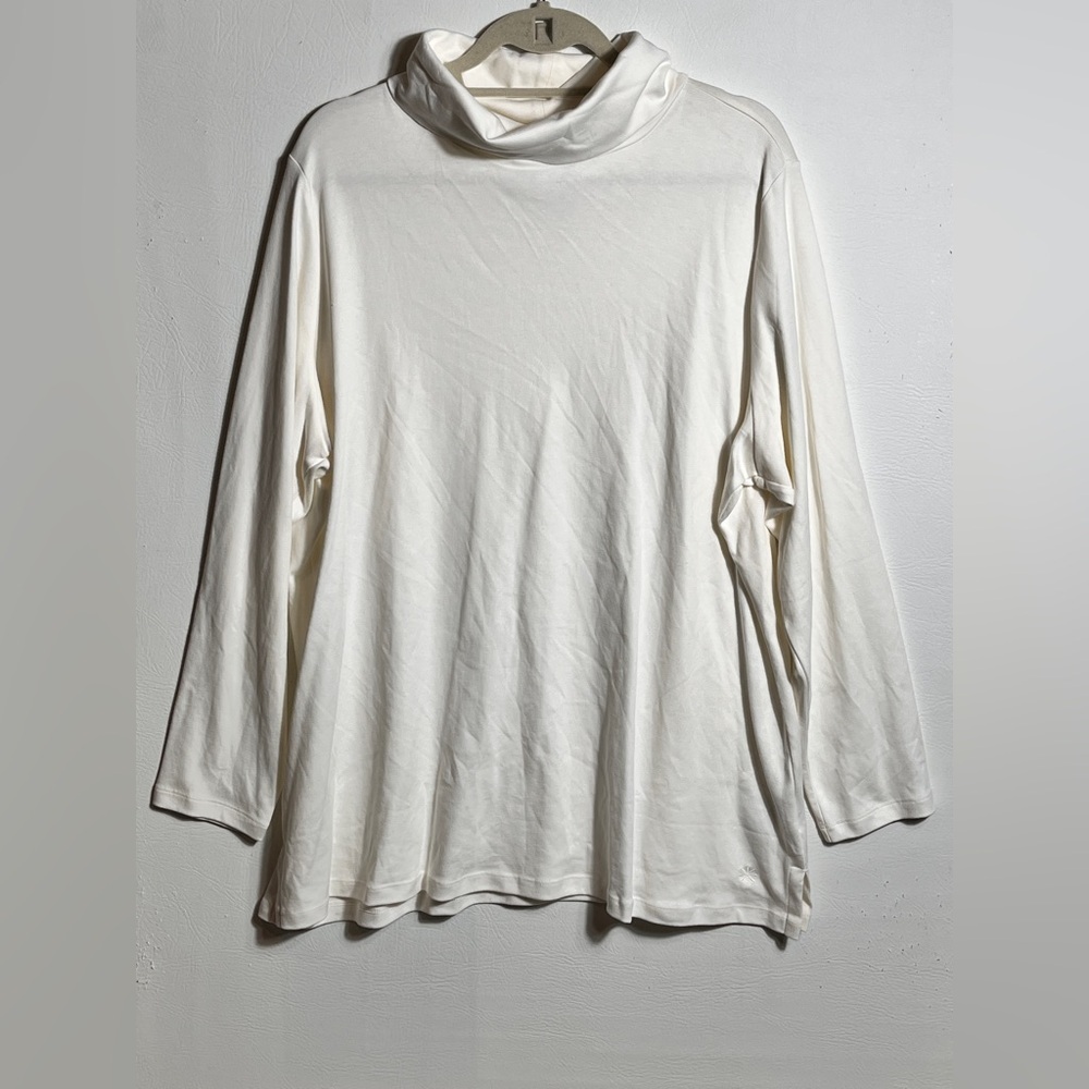 Isaac Mizrahi Live Cream Long Sleeve Turtleneck 2X